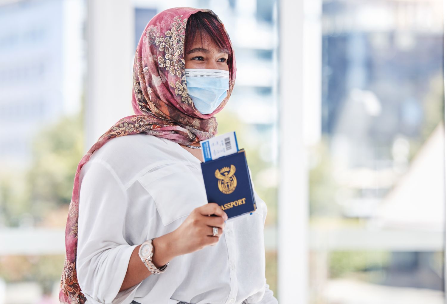Woman holding passport